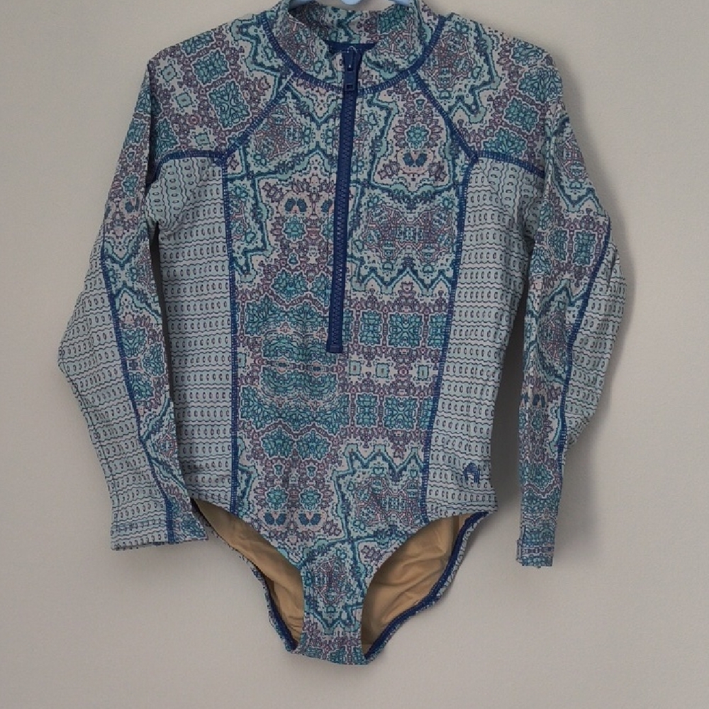 Cabana life Patterned One Piece Long sleeve Swimsuit Sz 5
